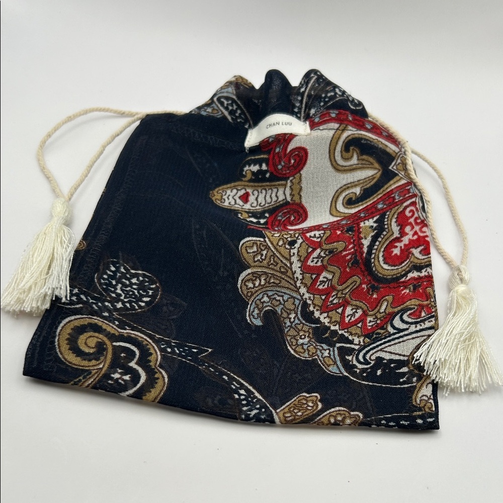 Chan Luu Black and Red Paisley Drawstring Bag